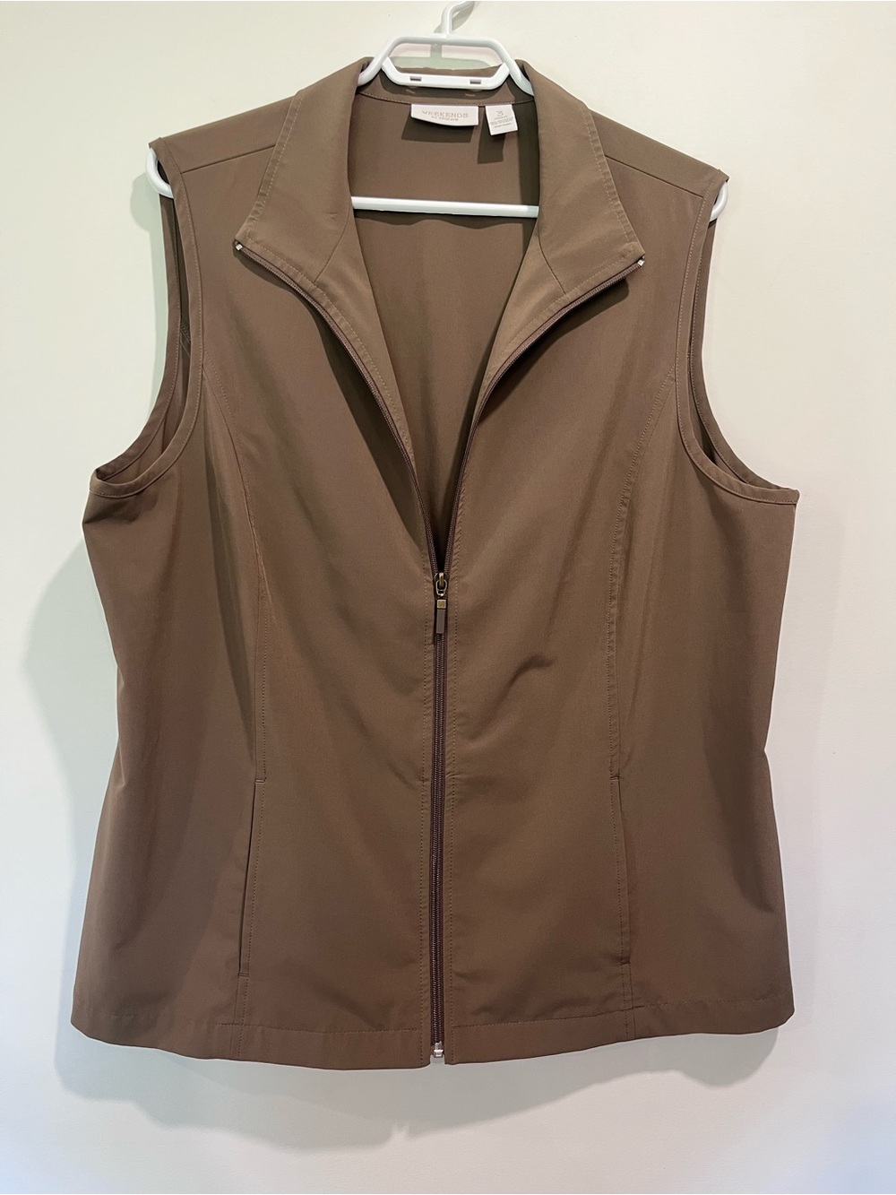 Weekends by Chico's Taupe Brown Full Zip Sleeveless Top Vest Size 3 (XL/18)